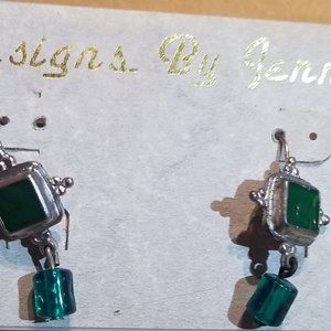 Designs By Jenny Green Stone Pierced Earrings